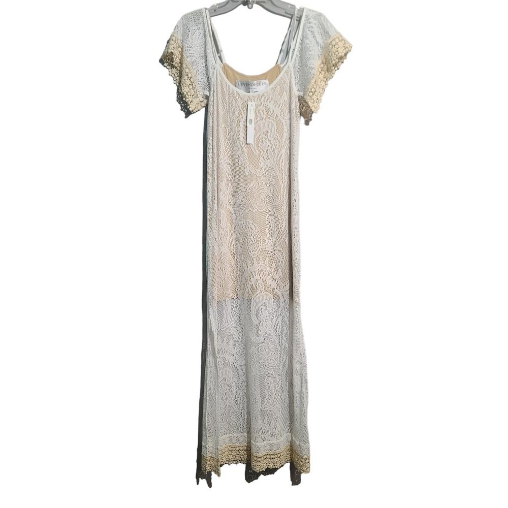 Leyendecker White Lace Cold Shoulder Maxi Dress Small NWT Bridal Boho